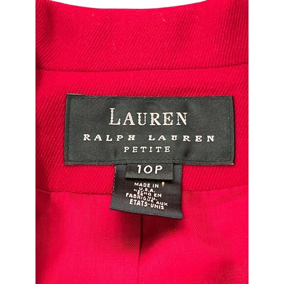 Lauren Ralph Lauren Black Label Red Wool Blazer Crest Gold Button Vtg Petite 10P - Picture 3 of 7
